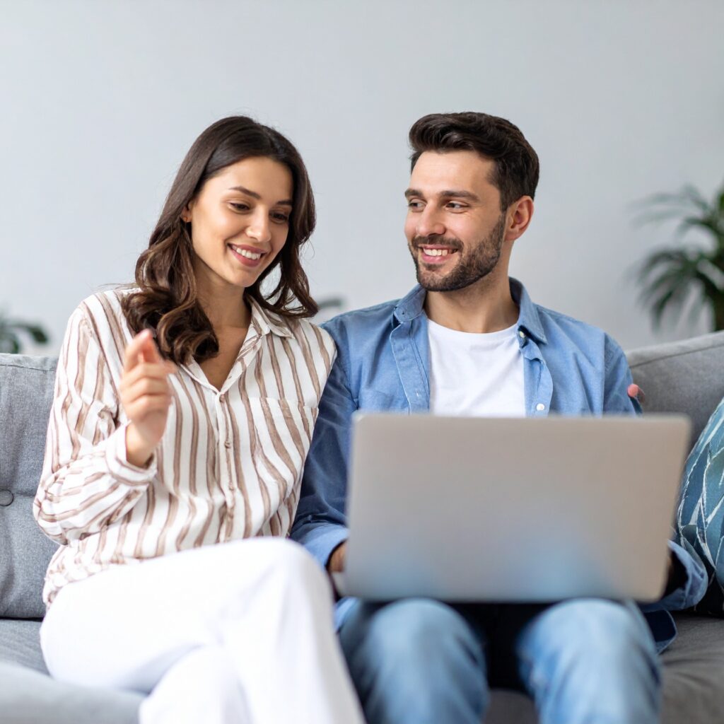 Firefly_Pareja millenial, tomando una terapia en línea desde una computadora, estan sentados 159295 2